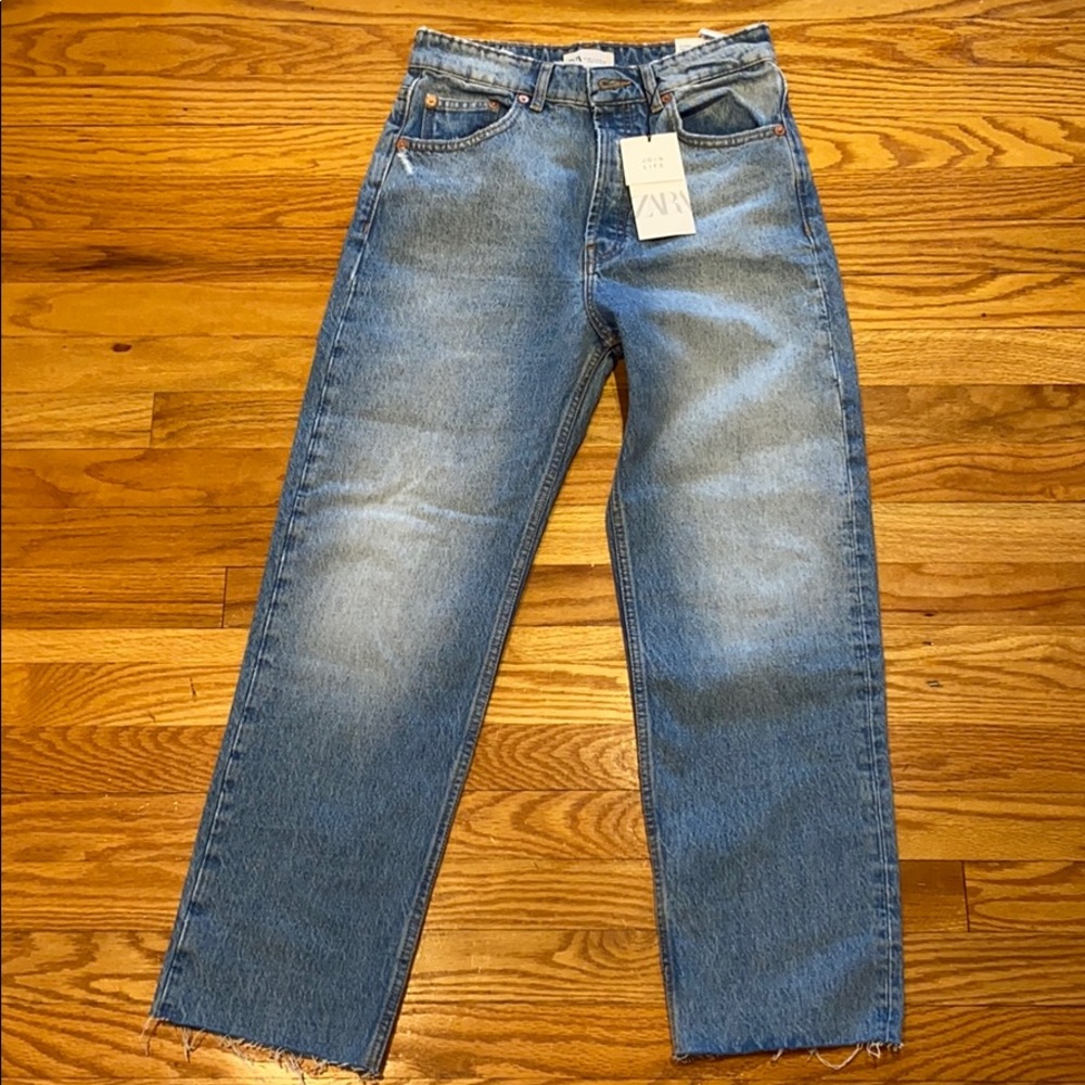 ZARA Hi-Rise Ankle Length Straight Denim Jeans